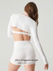 GLOWMODE FeatherFit™ Cropped Limitless Long Sleeve Tank Shrug Top With Thumbhole Low Impact Yoga Daily Summer