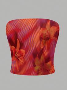 INAWLY 女士百合花卉印花短款抹胸