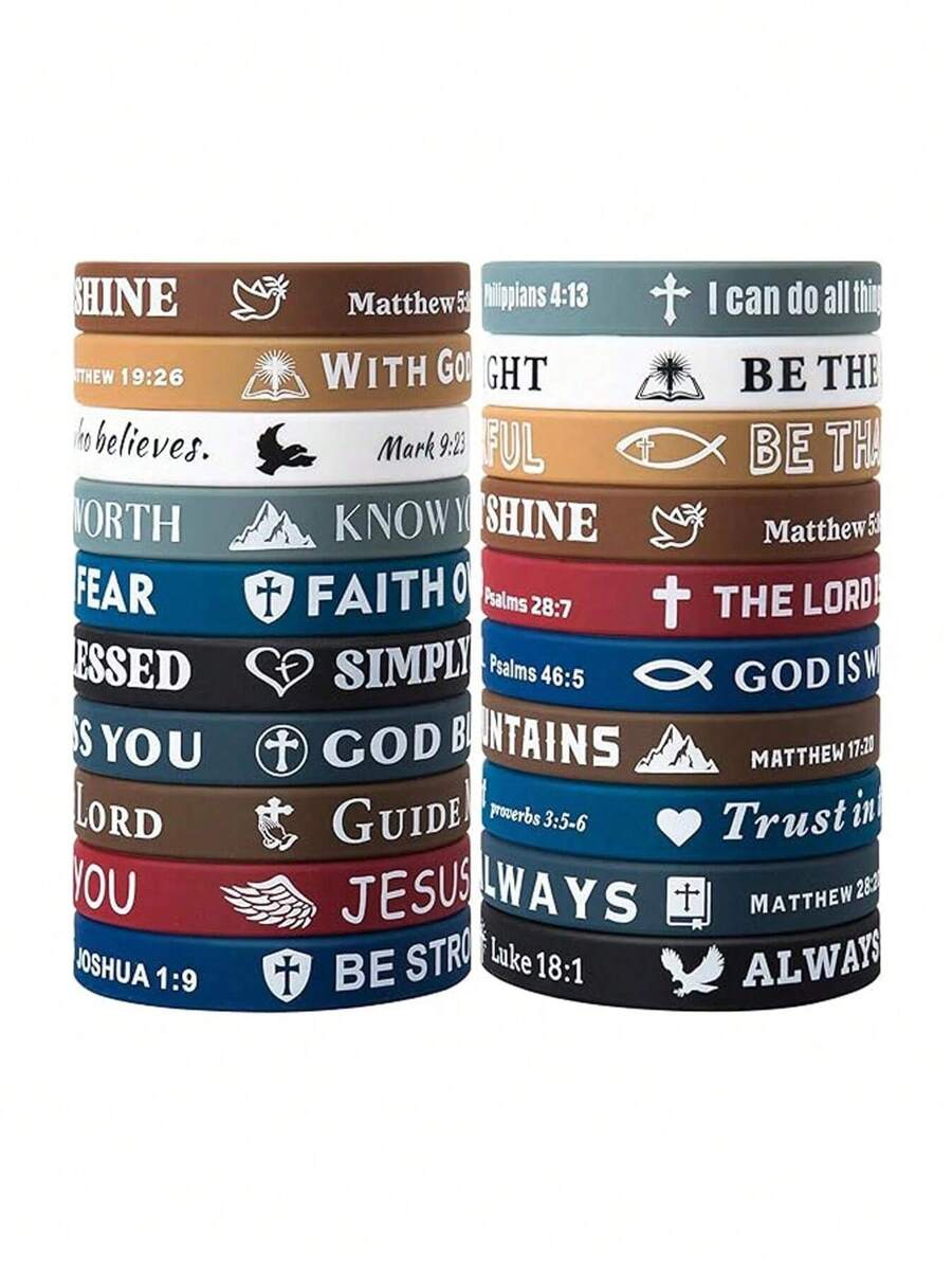 Pulsera con versículo bíblico - Pulsera de silicona a granel con Jesús - Pulsera cristiana linda con correa colorida - Cómoda y ligera - Regalo religioso perfecto para hombres y mujeres