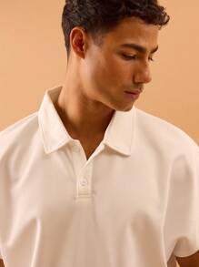 Musero 短袖宽松纽扣 Polo 衫，适合夏季春季假日海滩穿着。 - 白色 - 查看 2