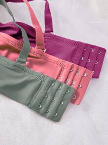 DesireSculpt 3pcs Solid Color Wire-Free Supportive Seamless Full Coverage Bras, Ultra-Soft Microfiber - Multicolor - View 4