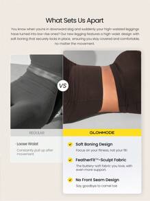 GLOWMODE 24'' CoreHold FeatherFit™-Sculpt CoreHold No Slip Fit Boning Tummy Control No Front Seam Leggings With Side Pockets Medium Impact Workout Jogging Gym Training Fall Winter