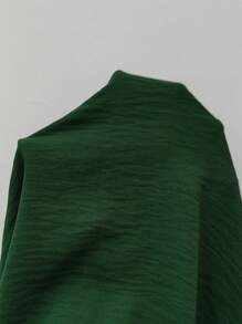 Celure Plus Size Solid V-Neck Casual Summer Shirt, Versatile - Dark Green - View 6