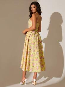 Glamine 女士花卉印花无袖长裙，度假风格 - 黃色 - 查看 2