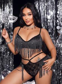 SHEIN 2件套蕾丝内衣套装（无钢圈、丁字裤）