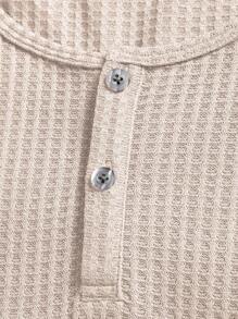 Manfinity Homme Men's Summer Casual Plain Textured Short Sleeve T-Shirt - Apricot - View 5