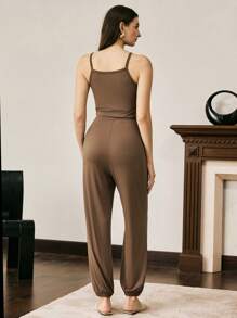 简约休闲女式无袖连体睡衣