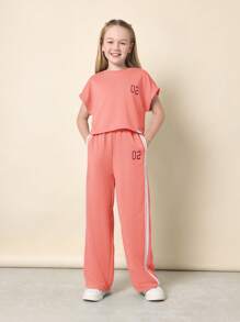 SUMWON 女童舞蹈队运动服表演训练运动服公司制服练习服运动比赛服装 - 珊瑚橙 - 查看 2