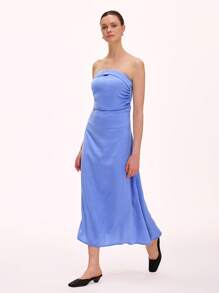 Chiquease Women's Solid Color Ruched Elegant Simple Camisole Dress - Baby Blue - View 5