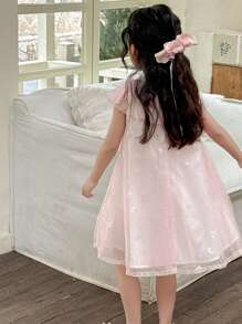 DAZY Rochie cu suprapunere de plasă pentru fete, haine de vară pentru fete tinere