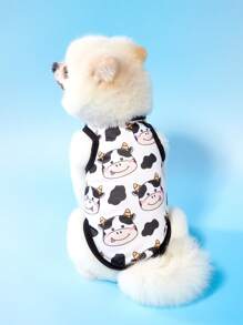 PETSIN 2pcs/Set Cute Cow Print Pet Dog/Cat Cool Breathable Vest, Black And Pink - Multicolor - View 2