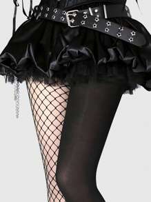 ROMWE Goth 1pc Women High Elasticity Asymmetric Sexy Pantyhose/Tights/Leggings - Black - View 2