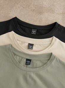 HIMLAND 3 件装休闲正面文字印花圆领短袖 T 恤，夏季 - 彩色 - 查看 4