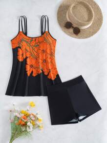 Swim Lushoire New Cross-Border Two-Piece Boyshort Bikini Set, Slimming, Sportive, Casual, Conservative, Suitable For Hot Springs For Summer Beach Vacation