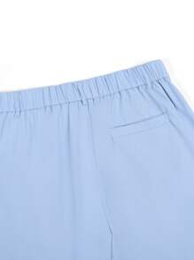 Manfinity Homme Men's Solid Color Pocket Casual Shorts, Versatile Summer Light Blue Shorts - Baby Blue - View 5