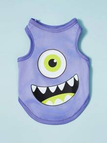 PETSIN 2pcs/Set Pet Cat/Dog Universal Fashion Polka Dot Monster Printed Green And Purple Dog Vest - Multicolor - View 5