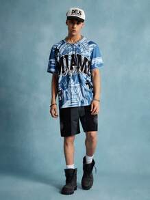ROMWE MEN Prep Men's Round Neck Slogan Printed Casual Short Sleeve T-Shirt