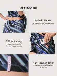 GLOWMODE FeatherFit™-Air Peekaboo 日常内置短裤口袋防滑连衣裙轻度支撑低冲击瑜伽工作室春季连衣裙夏季速干吸湿排汗 - 彩色 - 查看 5