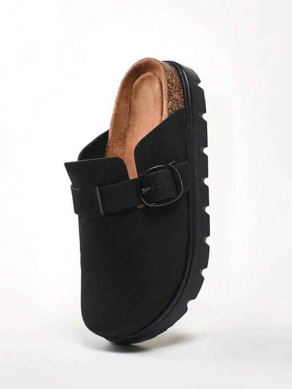 Solezae Women's Black Chunky Platform Boston Clogs - Classic Daily Wear With Street Style, Lug White Sole, And Contoured Footbed Summer Shoes Spring Shoes Spring Break Easter Mother's Day Present