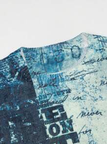 Manfinity Roghcode Men's Letter Print Crew Neck Loose Knit Short Sleeve Top - Multicolor - View 7