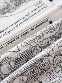 Astro Boy X SHEIN 青少年男孩卡通机器人印花白色休闲百搭短袖 T 恤和红色宽松短裤睡衣套装 - 紅白色 - 查看 6