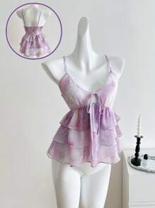 Chiquease Top corto de mujer con estampado floral diminuto de moda sexy - Multicolor - Ver 3