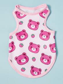 PETSIN Set de 2 piezas Chaleco sin mangas con estampado de oso de dibujos animados transpirable y refrescante para mascotas, gatos y perros - Multicolor - Ver 8