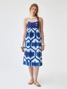 Florisole Vestido de verano casual sin mangas midi con estampado, azul - Azul Marino - Ver 3