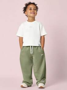 SUMWON Superior Quality High Rise Wide Leg Athletic Jogger Pants Comfy Youth Sports Training Sweatpants Athleisure Streetwear Active Wear Fall Leisure - Army Green - View 3