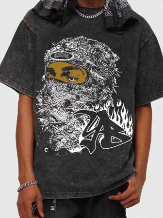 Street Life Camiseta de manga corta con cuello redondo y estampado de salpicaduras para hombres, novedad del verano 2025, ropa casual de moda para el diario y las calles, modelo de camiseta de marca tipo pullover
