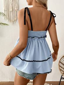 SHEIN Maternity Contrast Color Flounce Hem Camisole - Blue - View 2