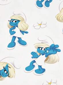 The Smurfs X SHEIN Cute Printed Bath Sheet, Beach Towel, Extra-Large Size, Absorbent And Quick-Drying, Soft And Comfortable