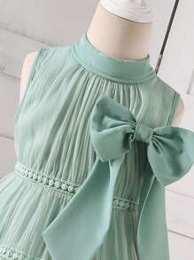 Elladie kids Young Girls Princess Style Mesh Butterfly 3D Decor Mid-Length Elegant Dress - Green - View 5