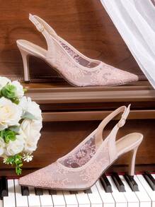 CUCCOO HITCHD Scarpe col tacco a spillo a punta in pizzo con decoro floreale e fiocchi di neve, eleganti, adatte a matrimoni, occasioni formali e feste come Natale e San Valentino