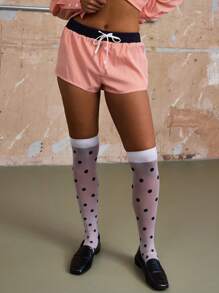 COUREZ Mini Check Shorts With Contrast Waistband /Winter Clothes For Women Women's Winter Clothes Y2K Sexy