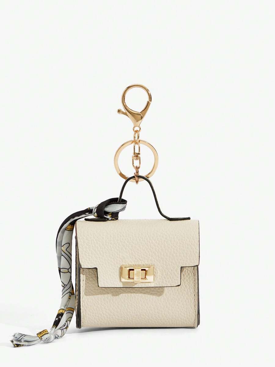 SHEIN SXY Mini Key Chain Pendant, Portable Small Coin Purse, Earphone Case, Bag Decoration - Khaki - View 1