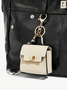 SHEIN SXY Mini Key Chain Pendant, Portable Small Coin Purse, Earphone Case, Bag Decoration - Khaki - View 2