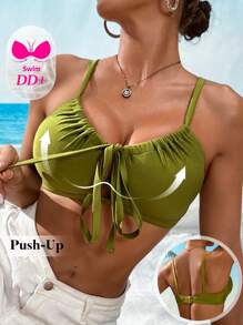 Swim DD+ Damen Bikini-Oberteil in Einfarbig mit Verdrehtem Träger