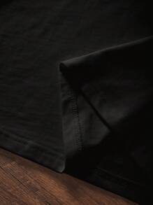 Women's Casual Slogan Print Short Sleeve T-Shirt, Summer - Black - View 4