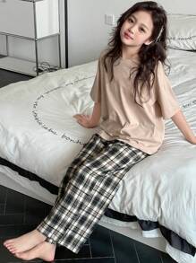 Dazy Kids 青少年女孩家居服套装 - 卡其色 - 查看 1