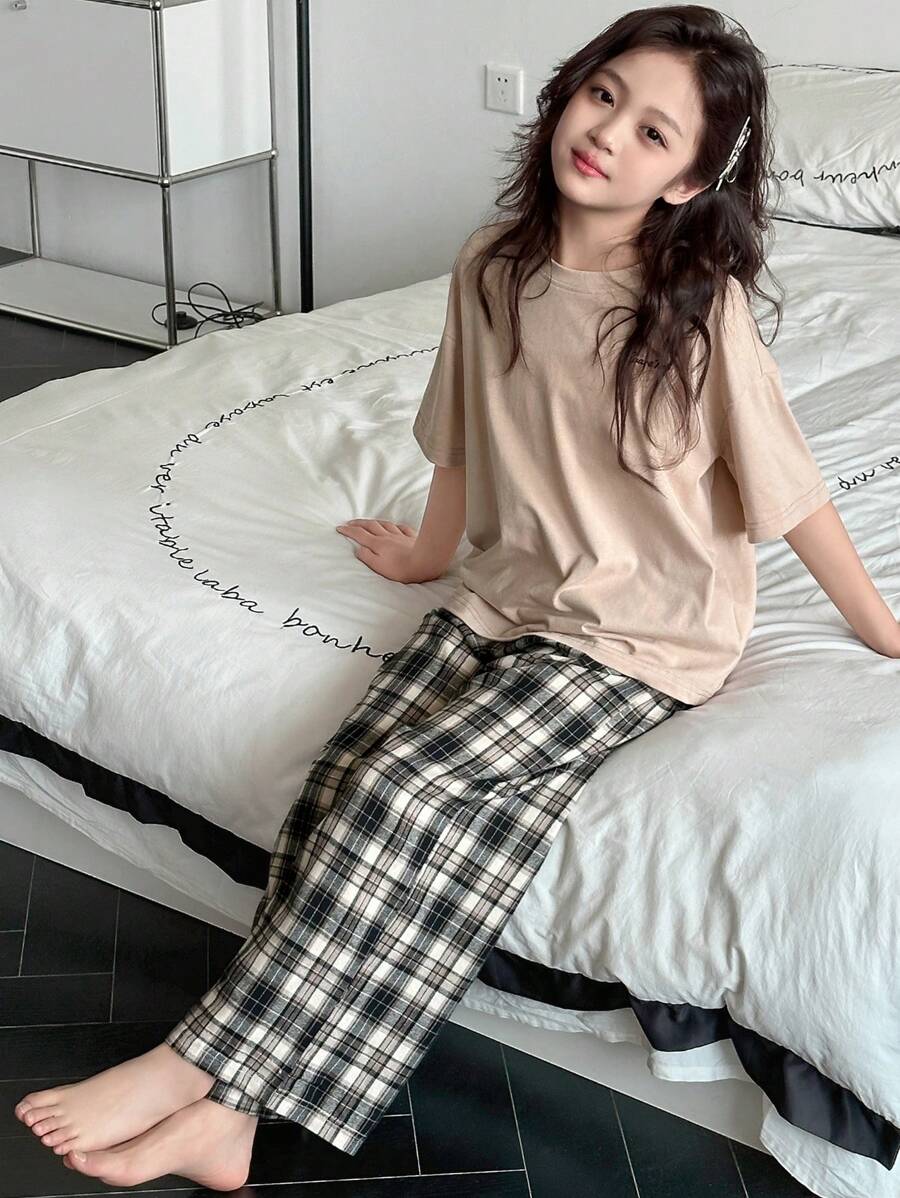 Dazy Kids 青少年女孩家居服套装 - 卡其色 - 查看 1