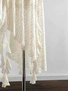 Soleia 女士浪漫假日褶皱面料荷叶边连衣裙，适合约会、下午茶、海滩、游轮、城市度假、所有季节、婚礼、音乐节、波西米亚风度假 - 米色 - 查看 7