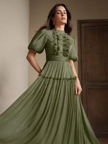 Anewsta 女式长款荷叶边连衣裙，夏季优雅设计百搭优雅连衣裙，适合节日、假日