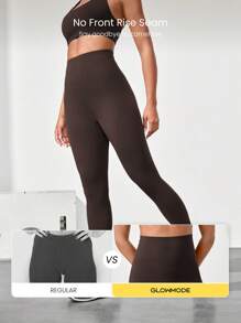 GLOWMODE 24'' CoreHold FeatherFit™-Sculpt CoreHold No Slip Fit Boning Tummy Control No Front Seam Leggings With Side Pockets Medium Impact Workout Jogging Gym Training Fall Winter