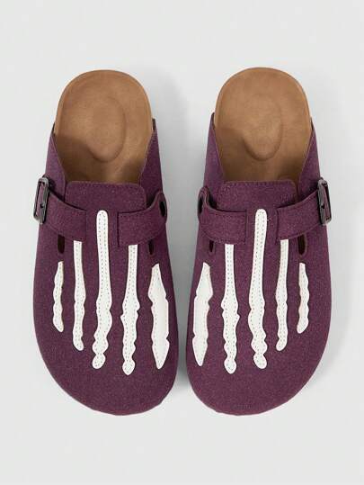 Goth Mujer Punk/Gótico Cerrado Dedo Hueco Slip-On Mocasines, Mula, Mary Jane, Suela Blanda Plana, Diapositivas Planas, Halloween