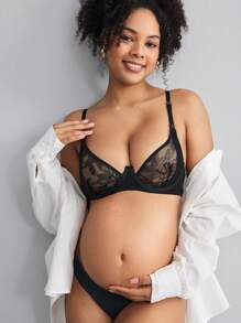 Moonlight&Mama Maternity Lace Soft Nursing Bra, Lingerie - Black - View 5
