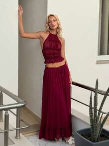 SHEIN ICON Women Two Pieces Outfits For Daily Wear - Burgundy - View 7