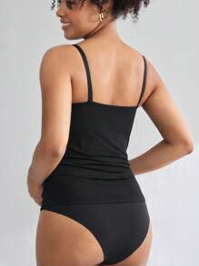 Maternity Solid Color Nursing Camisole Top - Black - View 2