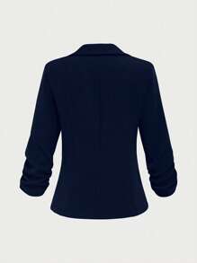 EMERY ROSE Women's Button 3/4 Sleeve Casual Home & Outdoor Blazer - Blue - View 2