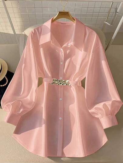 GlowEve قميص طويل الأكمام غير رسمي/للمكتب أحادي الصدر للنساء